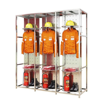 Stainless Steel Fire Fighting Clothes Rack For 3 Persons Stainless Steel Fire Fighting Clothes Rack For 2 Persons Double Side Rotatable Storage Rack