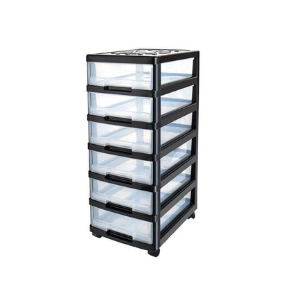 5 Layers Office Desktop File Box Storage Cabinet Drawer Type Multi-layer Shelf Finishing Box Plastic Storage Cabinet Artifact - Black Transparent