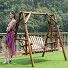 Outdoor Solid Wood Rocking Chair Carbonized Wood Swing Hanging Chair Park Courtyard Balcony Leisure Chair Double Table Chair Small Swing