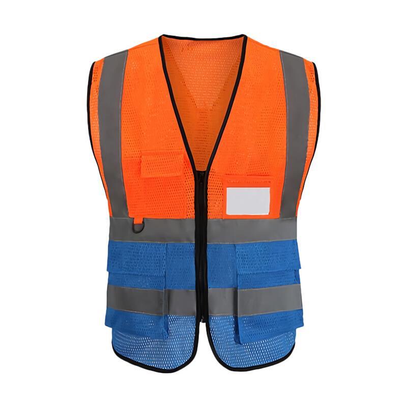 10 Pieces Reflective Vest Peach Net Fluorescent Orange High Visibility Safety Vest Men & Women