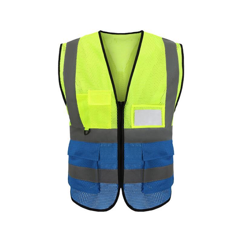 10 Pieces Multi-Pocket Reflective Vest Reflective Vest Peach Net Fluorescent Yellow