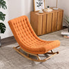 Lazy Sofa Single Nordic Rocking Chair Recliner Adult Nap Home Leisure Living Room Leisure Chair Orange Chenille + Footstool