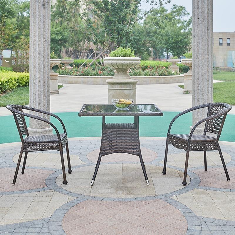 Outdoor Balcony Table And Chair Rattan Chair Combination Courtyard Tea Table Rattan Chair Charm Coffee 4 Chair + 80 Square Table