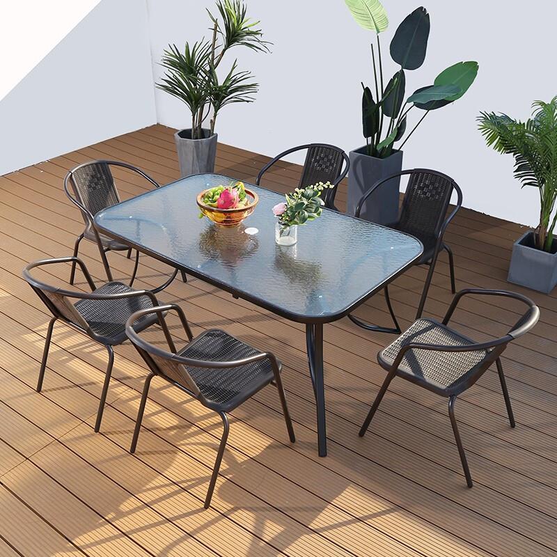 80cm Outdoor Table And Chair Courtyard Balcony Garden Small Rattan Chair 4 Chairs Iron Round Table