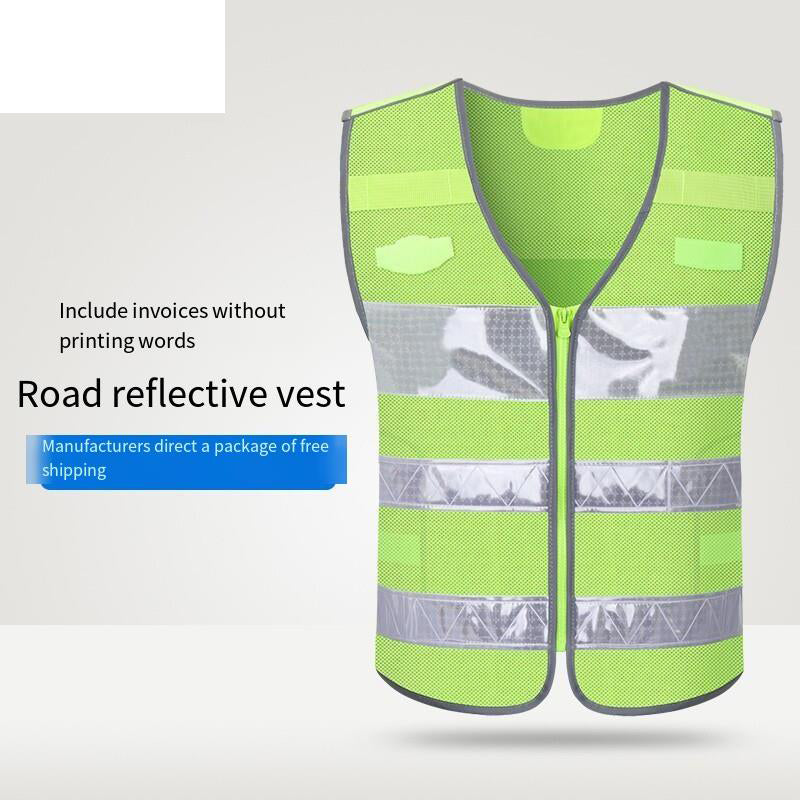 Traffic Reflective Vest Night Fluorescent Vest Security Management Patrol Riding Clothes Reflective Vest Can Be Printed Fluorescent Color One Size Fits All