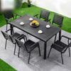 Outdoor Plastic Wood Table And Chair 4 Armchair + 1 Square table 80+ 1 Iron Column Umbrella 2.7m