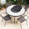 Outdoor Barbecue Cast Aluminum Table And Chair Villa Garden Outdoor Courtyard Iron Combination 6 Bordeaux Chair + 1 Aluminum Grill Round 122cm