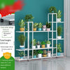 Flower Rack Multi-storey Living Room Floor Type Storage Rack Balcony Decoration Rack Layout Iron Art Simple Modern Fleshy Green Rose Pot Balcony Movable Wheeled H9037 White Yarn Pattern [length 120 Width 26 Height 114.5]