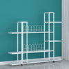 Flower Rack Multi-storey Living Room Floor Type Storage Rack Balcony Decoration Rack Layout Iron Art Simple Modern Fleshy Green Rose Pot Balcony Movable Wheeled H9037 White Yarn Pattern [length 120 Width 26 Height 114.5]