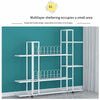 Flower Rack Multi-storey Living Room Floor Type Storage Rack Balcony Decoration Rack Layout Iron Art Simple Modern Fleshy Green Rose Pot Balcony Movable Wheeled H9037 White Yarn Pattern [length 120 Width 26 Height 114.5]