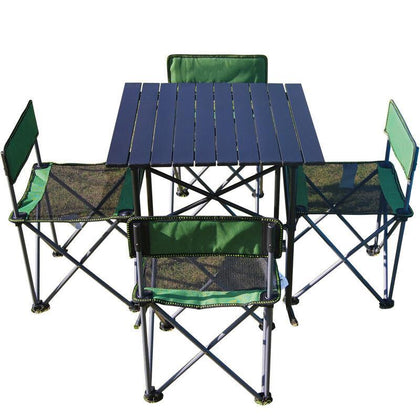 Outdoor Table And Chair Folding Portable Folding Outdoor Portable Ultra Light Car Picnic Self Driving Camping Aluminum Alloy Seven Piece Combination