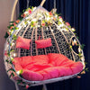 Hanging Basket Rattan Chair Double Balcony Rocking Chair Lazy Bird's Nest Hanging Orchid Chair Double Single Pole Coffee Color