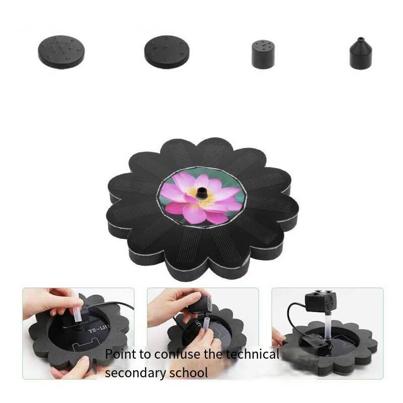 Solar Fountain Lotus Solar Floating Water Spray Fountain Micro Outdoor Pond Fish Pond Oxygenation Without Battery