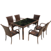 Outdoor Table And Chair Combination Leisure Courtyard Terrace Rattan Tea Table 90 CM Square Table + 4 Upgrade Rattan Chair