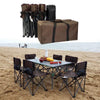Outdoor Folding Table And Chair Set Portable Aluminum Alloy Table Picnic Barbecue Table Large Green 6 Chairs With 1 M 53 Extended And Widened Table