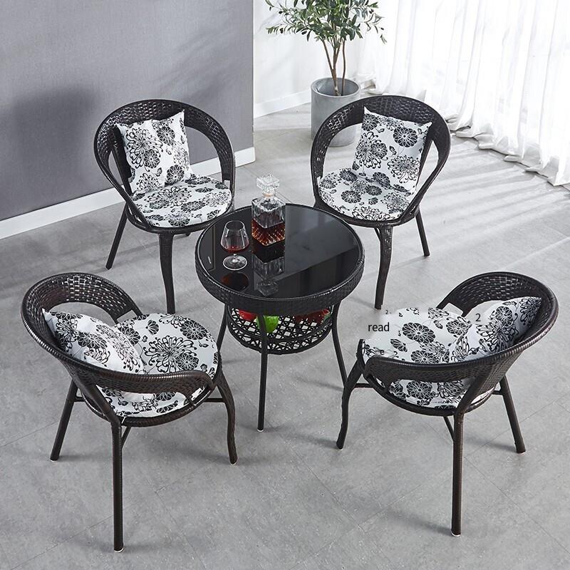 Rattan Chair Three Pieces Set Balcony Table And Chair Five Piece Set Outdoor Leisure Courtyard Combination Living Room High Back Table Coffee