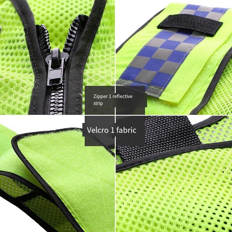 Reflective Vest, Traffic And Road Administration Protective Vest, Patrol Net, Breathable Fluorescent Clothing, Multifunctional Reflective Vest, Fluorescent Yellow