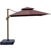 Outdoor Garden Umbrella Courtyard Umbrella Villa Outdoor Balcony Outdoor Sun Umbrella Champagne Gold Square 2.5 M With 100 KG Water Tank