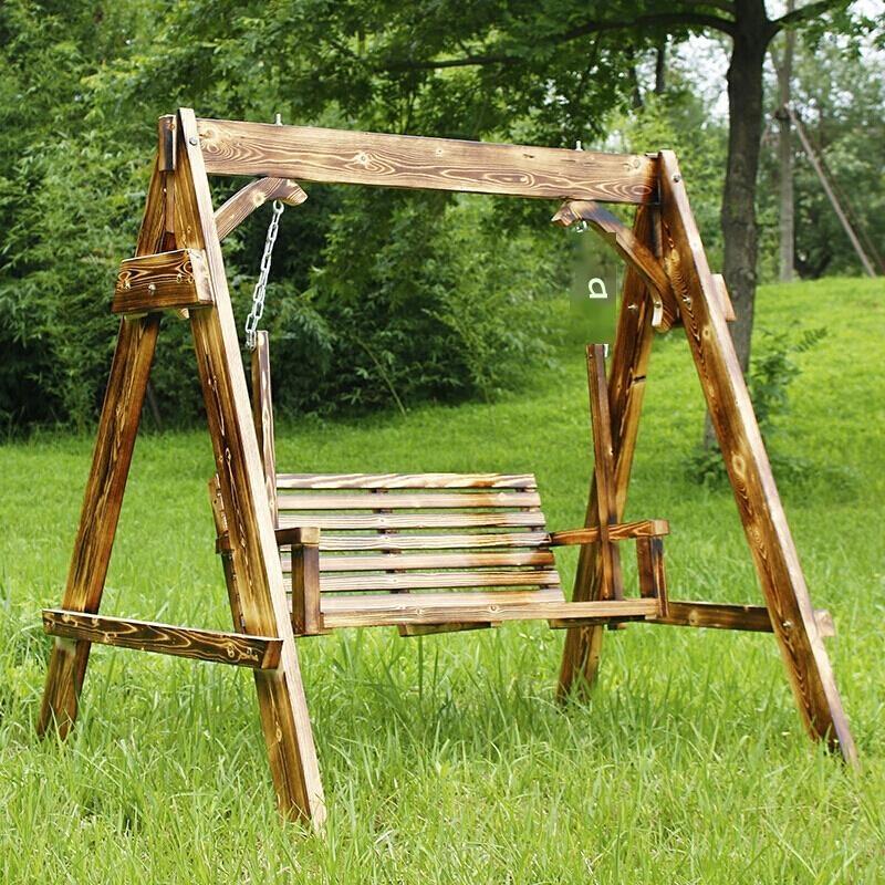 Outdoor Solid Wood Swing Rocking Chair Double; ECVV AE – ECVV.AE