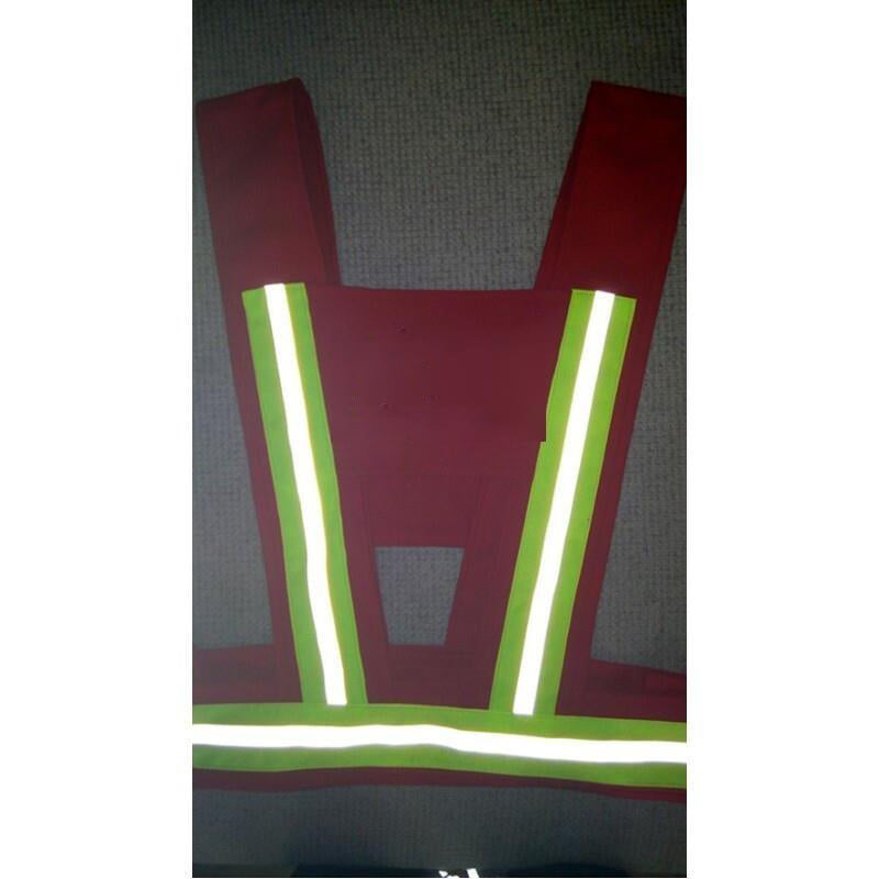 Printed Power Red And Yellow Safety Warning Suit Reflective Vest Safety Officer Construction Person In Charge Guardian Picture Color