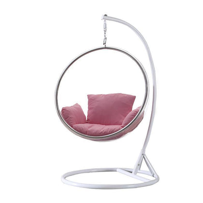 Hanging Chair Indoor Net Red Bubble Chair Space Acrylic Transparent Swing Lazy Balcony Hemisphere Creative Cradle Suspender With Pink Pad