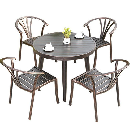 Outdoor Simple Table And Chair Combination Garden Back Chair Household Aluminum Alloy Outdoor Table And Chair Courtyard 4 + 1