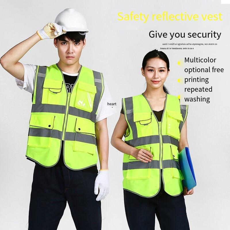 6 Pieces Reflective Vest Reflective Vest Safety Vest Safety Suit  Motorcycle Construction Riding Vest Fluorescent Yellow