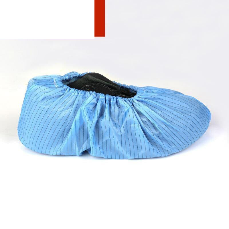 25 Pieces Dust-free Anti-Static Cover Reusable Shoe Covers Blue Stripe Polyester Fabric Cover Comfortable Breathable Shoe Cover 36cm