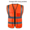 10 Pieces Reflective Vest Traffic Protection Reflective Vest Warning Clothing Construction Road Maintenance Reflective Vest Orange Multi Pocket