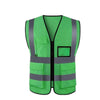 10 Pieces Grass Green Multi Pocket Reflective Vest Traffic Protection Reflective Vest Warning Clothing Construction Road Maintenance