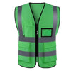 10 Pieces Grass Green Multi Pocket Reflective Vest Traffic Protection Reflective Vest Warning Clothing Construction Road Maintenance