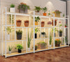 Florist Flower Rack Solid Wood Iron Art Living Room Multi-layer Floor Rack (black Frame + Carbonized Color) 100 * 30 * 107