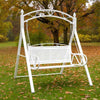 Outdoor Swing Leisure Rocking Chair Hanging Chair Athens White + Double Exquisite Cushion Flower Rattan + Colored Lamp