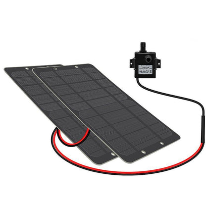 Solar Water Pump Fountain Circulating Filter Fish Tank Wave Making Soilless Cultivation Running Water Garden Double 5w Plate String + 12v Pumping Pipe 3m + Filter