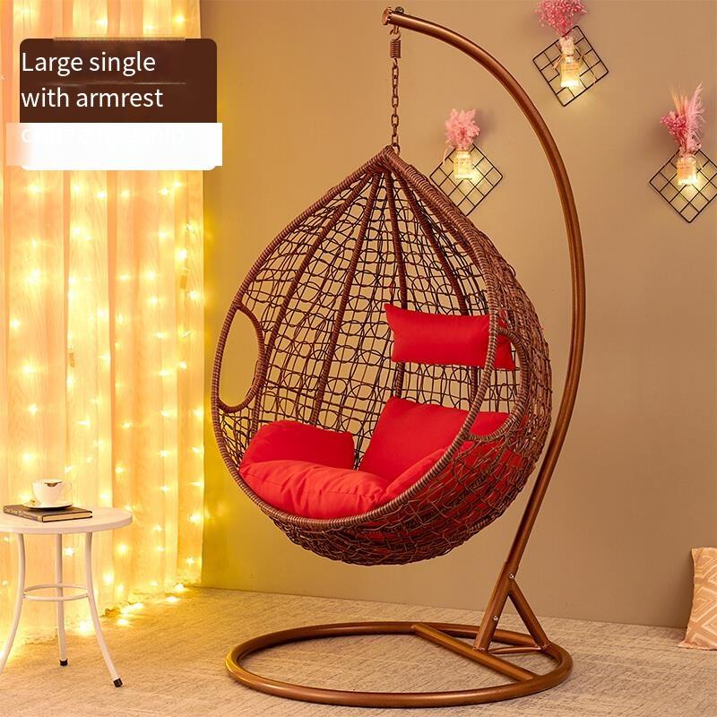 Cane Chair Rocking Chair Hanging Chair Leisure Lazy Indoor Balcony Bird's Nest Chair Single Hammock Rocking Chair Single White