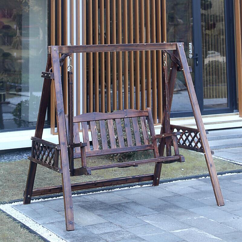 Wooden Swing Chair Outdoor Garden Yard Rocking Chair Antiseptic Wooden Hanging Chair Cradle Chair Hammock Swing With Ceiling Swing