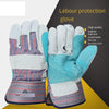 6 Pieces A Pair Protective Gloves Wear Resistant Stab Resistant Tear Resistant Handling Machinery Electric Welding Construction Canvas Leather Gloves L