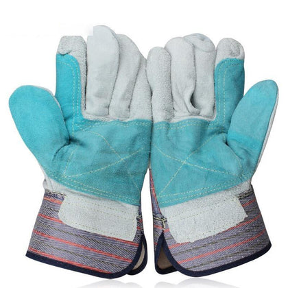 6 Pieces A Pair Protective Gloves Wear Resistant Stab Resistant Tear Resistant Handling Machinery Electric Welding Construction Canvas Leather Gloves L