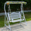 Outdoor Swing Indoor Hanging Basket Iron Rocking Chair White Outdoor Cradle Courtyard Balcony Double Swing White Lattice + Pedal + Awning With Chain