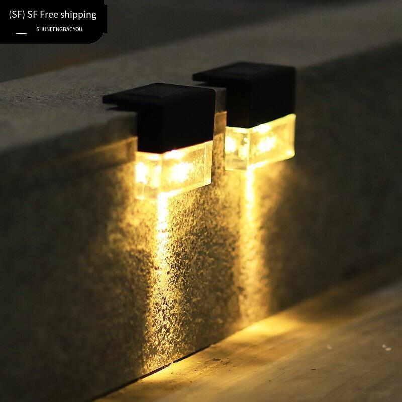 Solar Decorative Lamp Outdoor Waterproof Courtyard Lamp Atmosphere Step Sun Table Lamp Household LED Lamp Bubble Square Decorative Lamp Warm Light