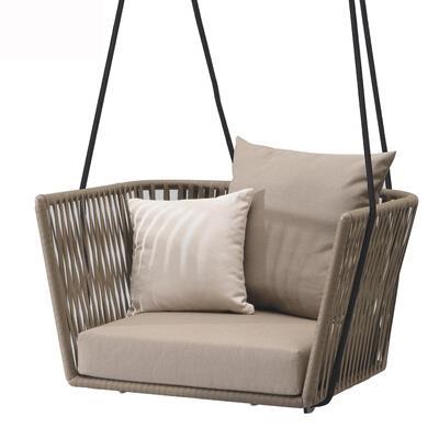Outdoor Swing Single Hanging Chair Double Basket Cane Balcony Rocking Lazy Family Hammock Indoor And Outdoor Cradle (including Cushion Pillow)