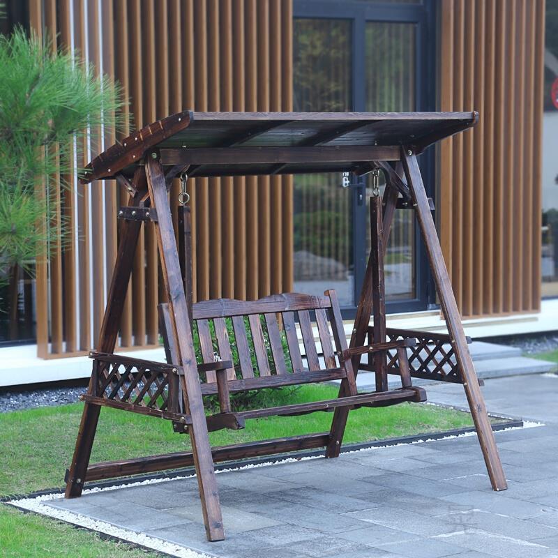 Wooden Solid Wood Swing Chair Outdoor Garden Yard Rocking Hanging Cradle Hammock With Ceiling Luxury