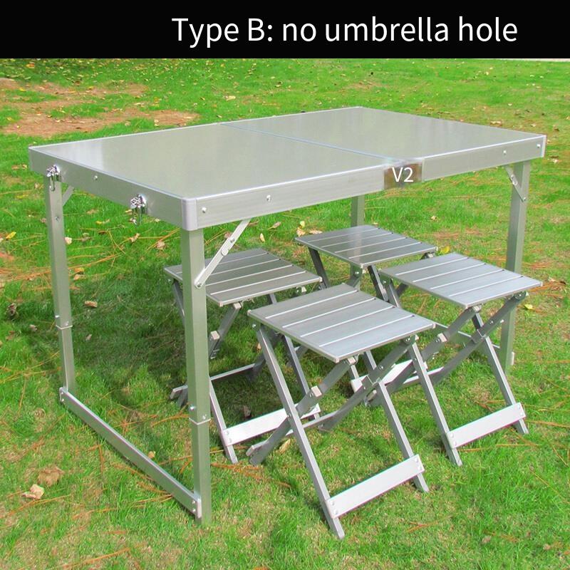 Outdoor Tables And Chairs Aluminum Alloy Folding Portable Barbecue Exhibition Industry Stalls Self Driving Picnics Mahjong Car Single With Holes (excluding Stools)