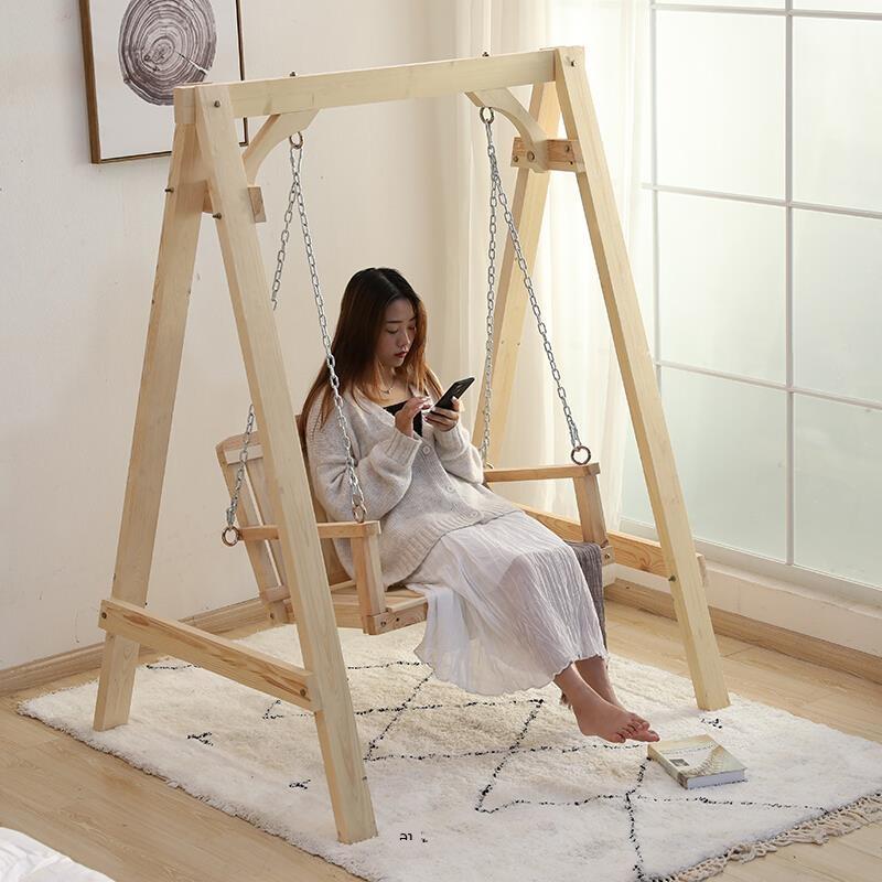 Solid Wood Swing Indoor Household Children's Basket Chair Double Hanging Balcony Blue Small Leisure Rope