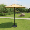 Outdoor Sunshade Umbrella Terrace Garden Solar Lamp Stall Large Sun Courtyard Iron Straight Rod Single Top Khaki + Water Seat