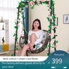 Hanging Chair Basket Cane Swing Indoor Cradle Hammock Bedroom Balcony Leisure Bird's Nest Orchid Rocking Courtyard Single Adult Net Red [ordinary] White Swing + Cushion + Carpet