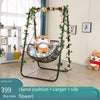 Hanging Chair Basket Cane Swing Indoor Cradle Hammock Bedroom Balcony Leisure Bird's Nest Orchid Rocking Courtyard Single Adult Net Red [ordinary] White Swing + Cushion + Carpet