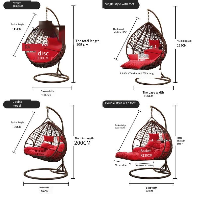 Hanging Chair Basket Swing With Leg Support Outdoor Rattan Household Bedroom Leisure Lazy Indoor Balcony Hammock Cradle Rocking Single [no Armrest] Coffee