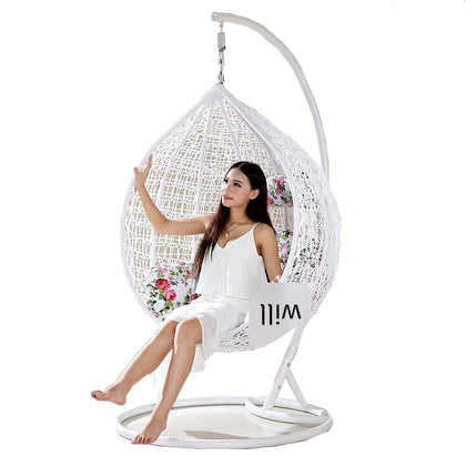 Hanging Chair Indoor Basket Single Living Room Rocking Rattan Chair Balcony Table Chair Swing Bed White