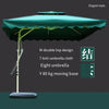 Double Top Umbrella Square Outdoor Sunshade Anti Big Sun Wrench Square Courtyard Sentry Box 4 Bone 2.2m Dark Green + Water Tank Bottom